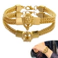 thumbnail image 5 of Dbuoem Men Bracelet Lion Decor Hip Hop Style Bracelet Round Smooth Fine Workmanship Wristband Wristwear, 5 of 7