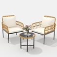 thumbnail image 6 of Emorefun 3 Piece Patio Bistro Sets, Outdoor Rattan Furniture with Detachable Cushions for Backyard, Garden, Poolside, Deck, Beige & Black, 6 of 7