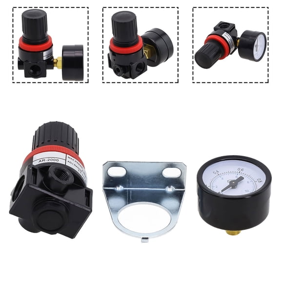 Air Compressor Compressed Air Pressure Regulator with Pressure Gauge 1/4NPT Por