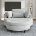 thumbnail image 2 of Barrel Chair, Modern Corduroy Upholstered Accent Barrel Chair with Storage Ottoman and Tray, Comfy Round Single Leisure Sofa Chair with 3 Pillows for Living Room Bedroom Office, Gray, 2 of 7