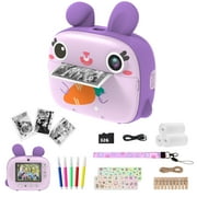 Instant Print Camera 1080p HD That Instant Print Photos With 3 Rolls Print Paper & 32GB Memory Card For Birthday Gifts (Purple)