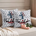 thumbnail image 2 of Independence Day Outdoor Waterproof Pillow Covers, Patriotic Anchor Blue Star Wooden Decorative Square Throw Pillowcase Sofa Cushion Sham for Patio/Couch/Chair, 18"x18" 2 Pack, 2 of 8