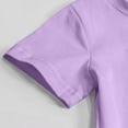 thumbnail image 3 of Girls' Summer Tops Mesh Bowknot Cute T-shirts Crewneck Short Sleeve Casual Plain Tees Tshirts (5-6 Years, Purple), 3 of 7