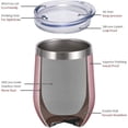 thumbnail image 2 of Vaso de Vino Aislado Suyoo con Tapa en Oro Rosa de Acero Inoxidable de Doble Pared 12 oz, 2 of 5