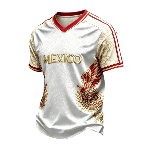Men's Mexico Soccer Jersey Shirts 2D Graphic Short Sleeve Tee V Neck T Shirts Happy Fashion Jerseys for Men 2026 Summer Shirts