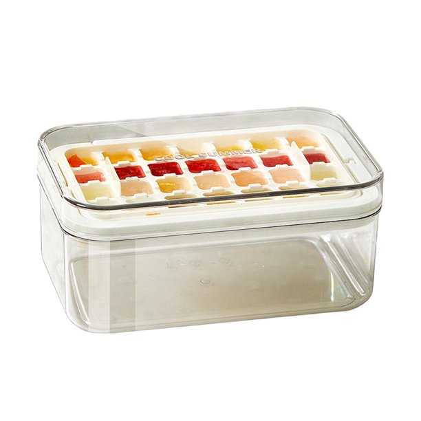 Bandeja grande para cubitos de hielo con tapa y recipiente. Molde apilable para cubitos de hielo con capacidad para 28 cubitos, ideal para bebidas, café y cócteles.