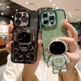 thumbnail image 5 of Compatible for iPhone 14 Pro 6.1 Inch Bling Plating Astronaut Hidden Stand Case, Cute 6D Stand Glitter Phone Case for Women Girls Soft TPU Shockproof Back Cover - Green, 5 of 12