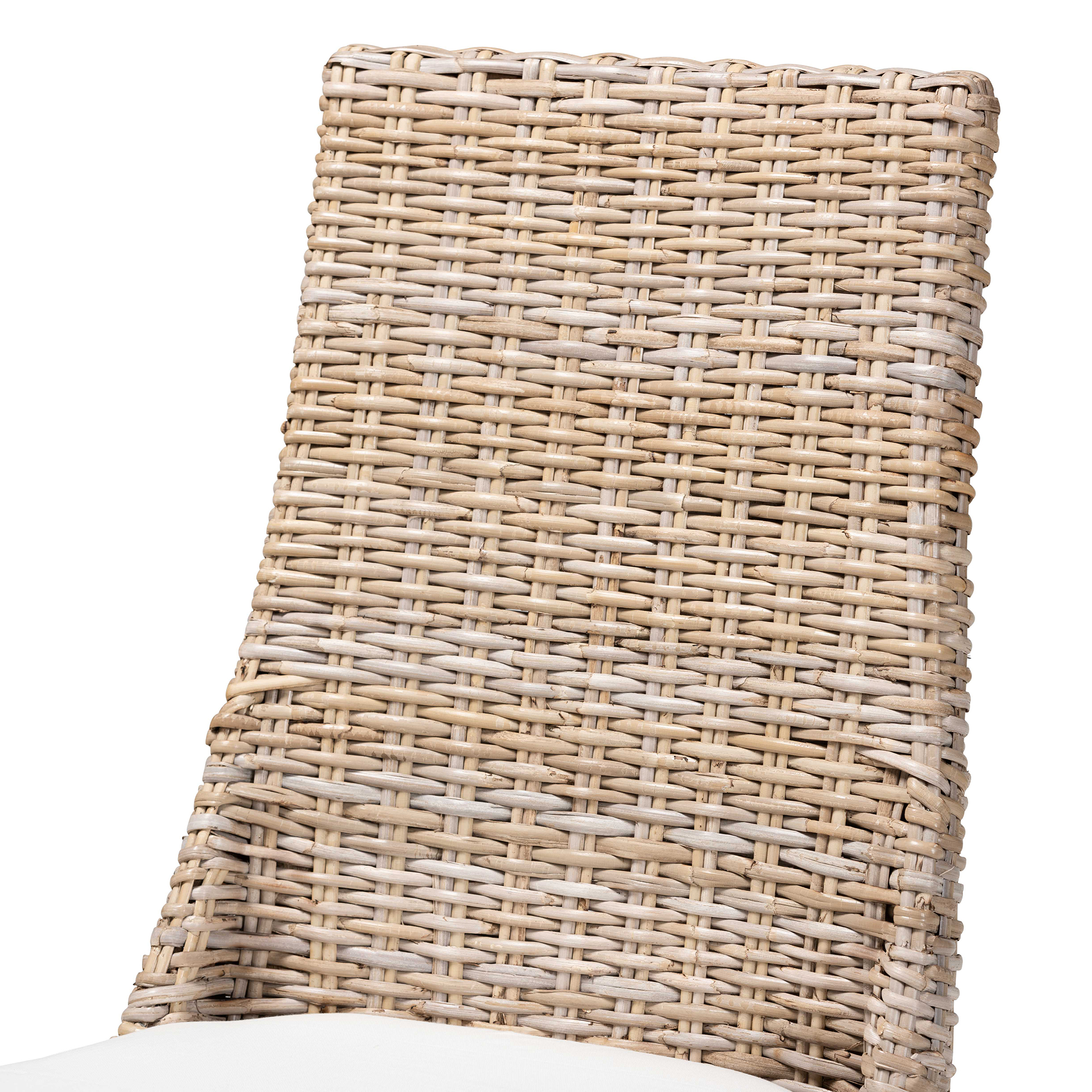 bali & pari Toby Rattan BOHO Dining Chairs, Set of 2, Greywashed