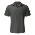 thumbnail image 2 of Landzoo Male Casual Solid Shirt Short Sleeve Turn Down Collar Shirt Button Formal Shirt Stylish Leisure Handsome Men's Shirt, 2 of 4