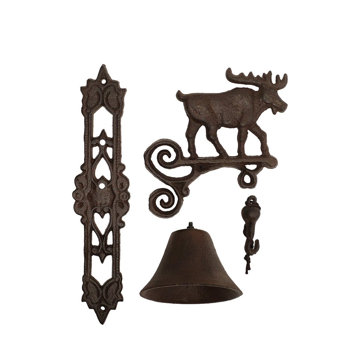 Cast Iron Rustic elk MOOSE Deer with antlers vintage DINNER bar BELL wall decor