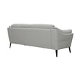 thumbnail image 3 of Franz Gray Leather Sofa Solid Wooden Frame Brown Legs, 3 of 5