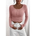 thumbnail image 4 of Remera Henley de Manga Larga para Mujer PRETTYGARDEN Otoño 2025 Rosa M, 4 of 8