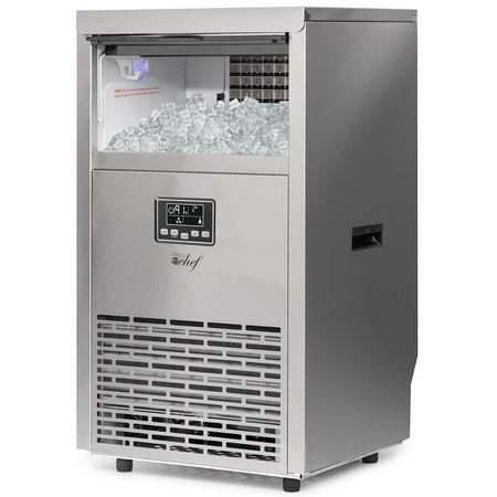 Deco Chef Commercial Ice Maker – 99lb Every 24 Hours – 33lb Storage Capacity – Stainless Steel – Great for Hotels, Restaurants, Bars, Homes, Offices – Includes Connection Hoses and Ice Scoop
