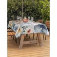 thumbnail image 3 of Outdoor Table Cloth with Umbrella Hole and Zipper, Blue Spring Floral Waterproof Rectangle Tablecloth 54"x80", Vintage Watercolor Summer Botanical Washable Table Cover for Outside Party Patio Picnic, 3 of 8
