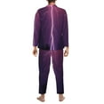 thumbnail image 5 of Kll Thunderstorm Violet Purple Sleepwear Mens Flannel Pajamas,Long Cotton Pj Set, 5 of 9