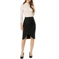 thumbnail image 2 of Allegra K Women's Summer Skirts Faux Wrap Tie Front Knee Length Skirt, 2 of 6