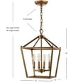 thumbnail image 3 of JONATHAN Y Pagoda 12" 4-Light Classic Traditional Metal Cage Lantern LED Pendant, Antique Gold, 3 of 8