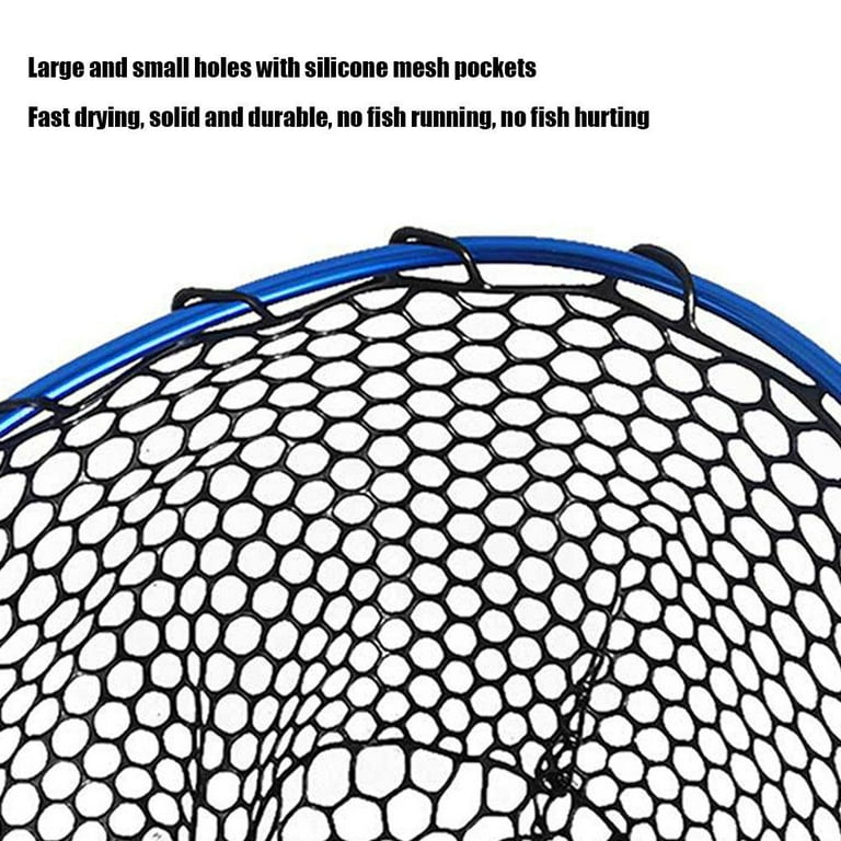 Fishing Net Soft Silicone Fish Landing Net Pole Handle 50x35 Fishing Nets]  T0V3 