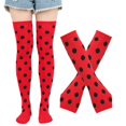 thumbnail image 2 of Slccxzc Ladybird Dots Pattern Fingerless Gloves and Thigh High Socks Set, 2 of 7