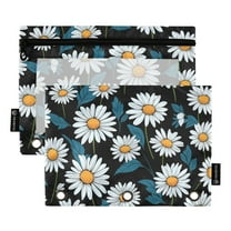 2 Pack Pencil Pouch for 3 Ring Binder Zipper Pencil Case Daisy with Leaves Clear Window Pencil Bag Organizers