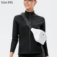 thumbnail image 2 of Autumn Winter Plush Yoga Fitness Coat Women's Full-Jacket Stretchy Running Long Sleeve - Black, 2 of 6