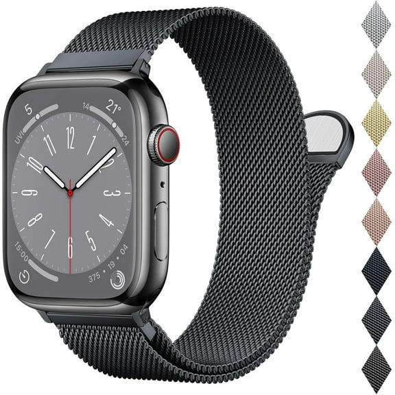 EIKODO-Mesh Metal Loop Compatible with Apple Watch Band 42mm 44mm 45mm 46mm 49mm Series Ultra SE 10 9 8 7 6 5 4 3 2 1 Women Men, Stainless Steel Strap with Magnetic Clasp for iWatch Bands