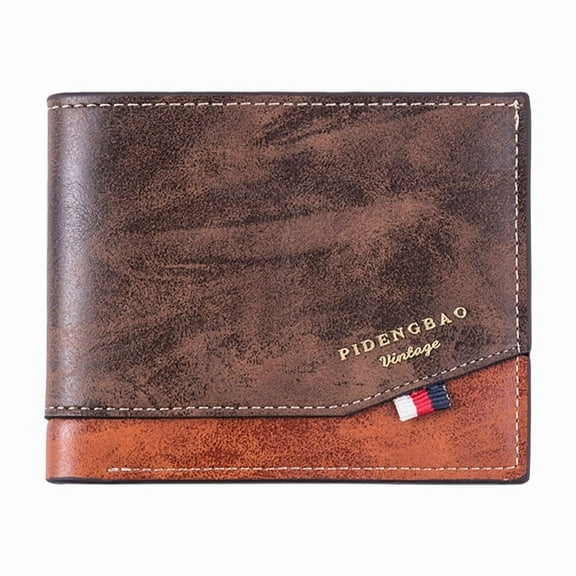 Men's wallet, two fold thin retro fashion wallet, PU leather wallet, RFID security protection, large capacity card bag, business wallet