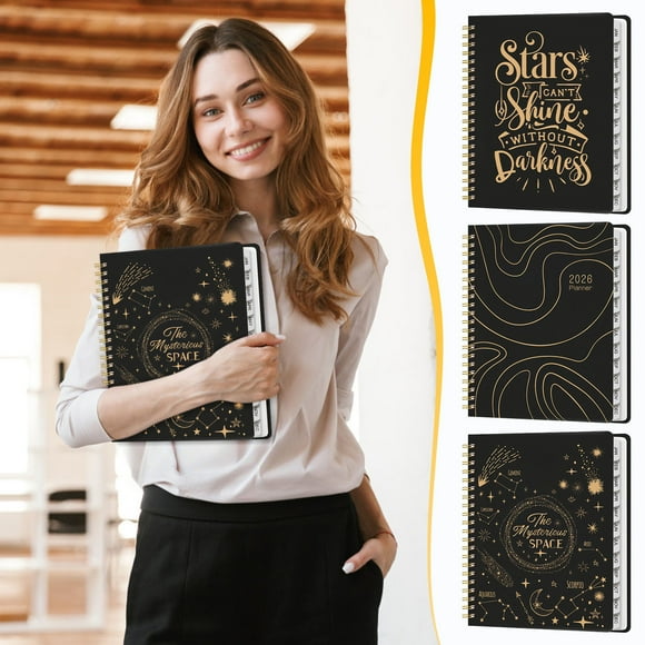 Cuaderno Semanal de Planificador 2026 con calendarios mensuales, encuadernación interior de bolsillo y bobinas para estudiantes, profesionales y padres ocupados