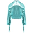 thumbnail image 6 of iiniim Girls Shiny Metallic Fringe Jacket Long Sleeve Sparkly Dance Tassel Jacket Coat Hip Hop Jazz Clothes Light Green 6, 6 of 6