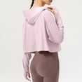 thumbnail image 4 of Htigea Women's Sun Protection Athletic Hoodies Quick Dry Long Sleeve UV Jacket Lightweight Running Hiking Workout Shirt Rash Guard Tops with Thumb Holes Purple,L, 4 of 8