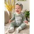 thumbnail image 5 of RUINIXCW Baby Girl 'Little Sister' 3-Piece Outfit Ruffle Sleeves Romper Pants  Bow Headband, 5 of 6