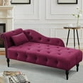 thumbnail image 2 of SYNGAR Modern Lounge Chaise Indoor, Leisure Sofa Accent Chair Upholstered Couch, Button Tufted Seat with Matching Accent Pillow, and Solid Wooden Legs, Burgundy, 2 of 13