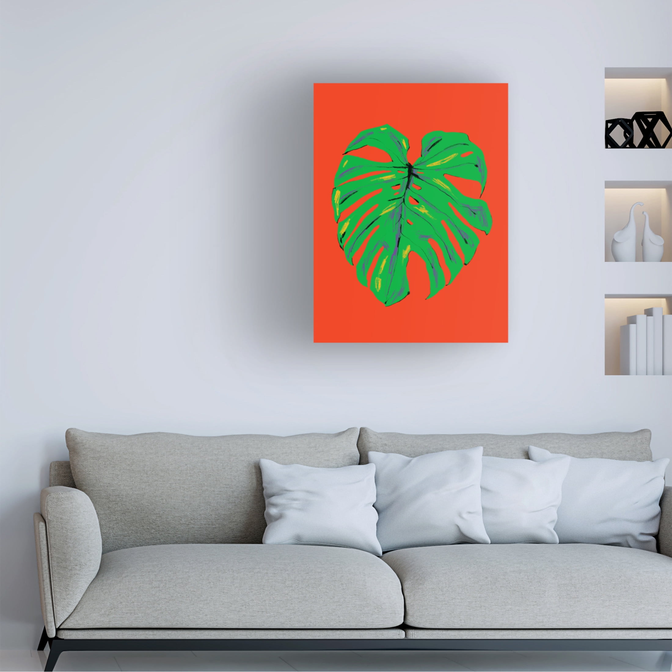 Trademark Fine Art Francesco Gulina Monstera Leaf Red Canvas Wall Art