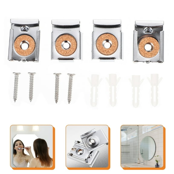 GOOHOCHY High-Strength Mirror Clips For Wall 12pcs Mirror Brackets With Installation Screws Hollow Wall Anchors