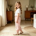 thumbnail image 5 of Mifsaly Toddler Girls Girls Harem Pants Kids Floral Print Elastic Waist Lightweight Lounge Boho Long Pants, 5 of 6