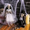 thumbnail image 4 of Halloween Skeleton Bride and Groom Couple Ornament Skull Bone Hanging Decoration for Home Haunted House Horror Props Bar Decor, 4 of 6