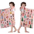thumbnail image 4 of Pink Christmas Nutcracker Pattern Hooded Bath Towel，60"x35" for Ages 3 To 12 Kids, Quick Dry Lightweight Soft Microfiber Hood Beach Towel Cover Up for Kids, 4 of 7