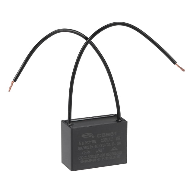 Capacitor de ventilador de techo CBB61 de 4uF 250V AC 2 cables Uxcell 1 paquete