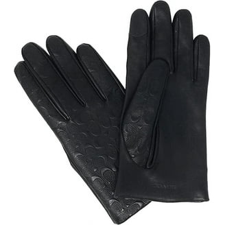 Coach Men's Black Leather Tech Gloves, Wool Lined, Large, Formal