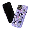 thumbnail image 3 of Cute Pastel Goth Phone Case for iPhone 17 16 15 14 13 12 11 Pro Plus Mini, Lavender Retro Cartoon Collage Cover, 3 of 6