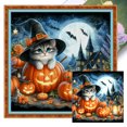 thumbnail image 1 of Hilo Algodón Ecológico Bordado 11CT Bruja Y Gato Halloween 40x40cm, 1 of 9