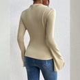 thumbnail image 6 of ManxiVoo Ribbed Boat Neck Bell Sleeve Top for Women Long Sleeve Ruched Detail Y2K Inspired Going Out Tops 2025 Trendy Casual Wear L Size Beige, 6 of 8