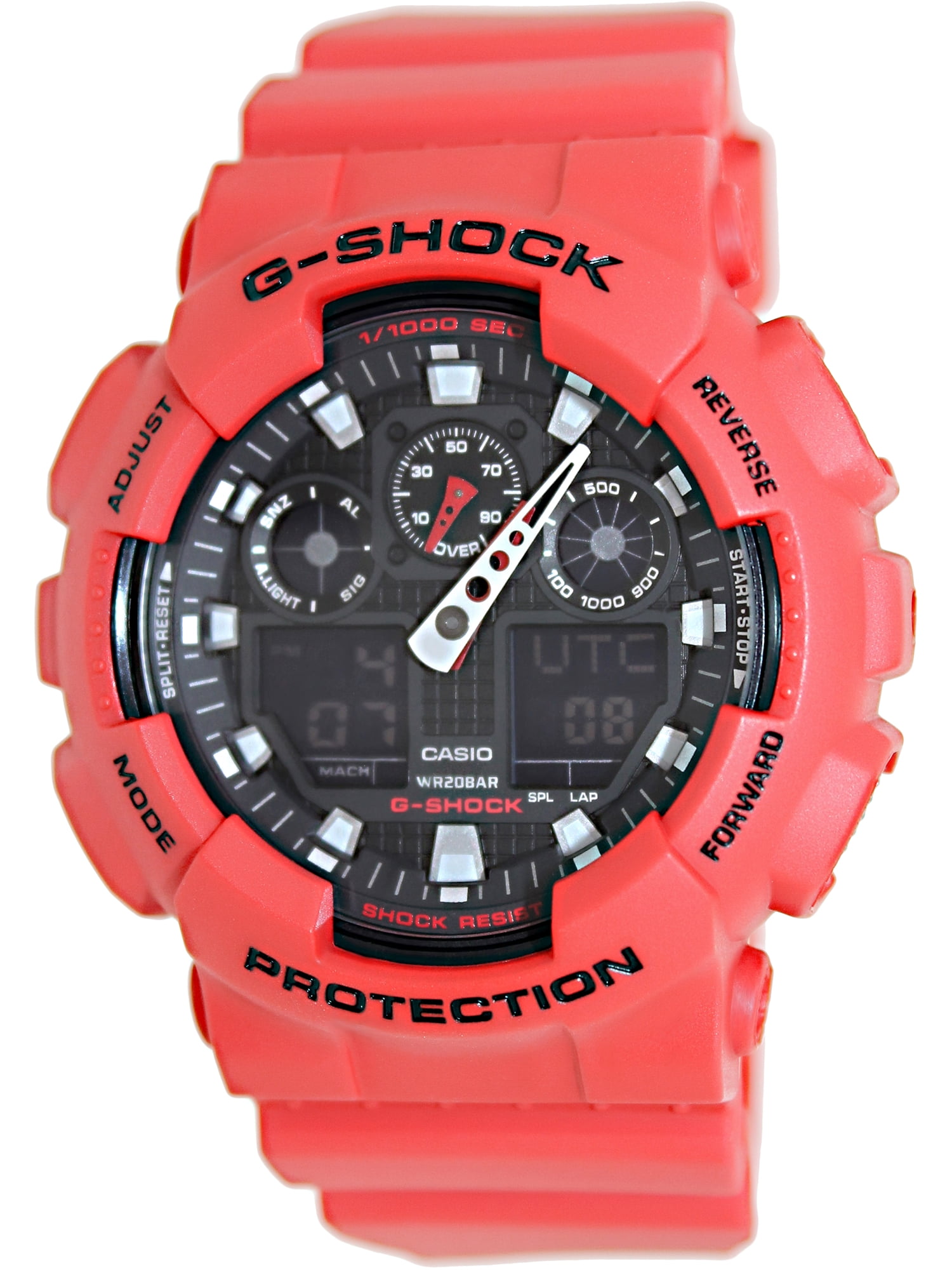 Casio Men's G-Shock GA100B-4A Red Polyurethane Analog Quartz Sport Watch - Walmart.com