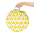 thumbnail image 2 of Geometric Round Floor Cushion with Handle, Print of Abstract Concept Dusty Soft Tone Triangles Shapes in Grunge Style, Pillow for Living Room & Dorms, 18" Round, Yellow and White, by Ambesonne, 2 of 4