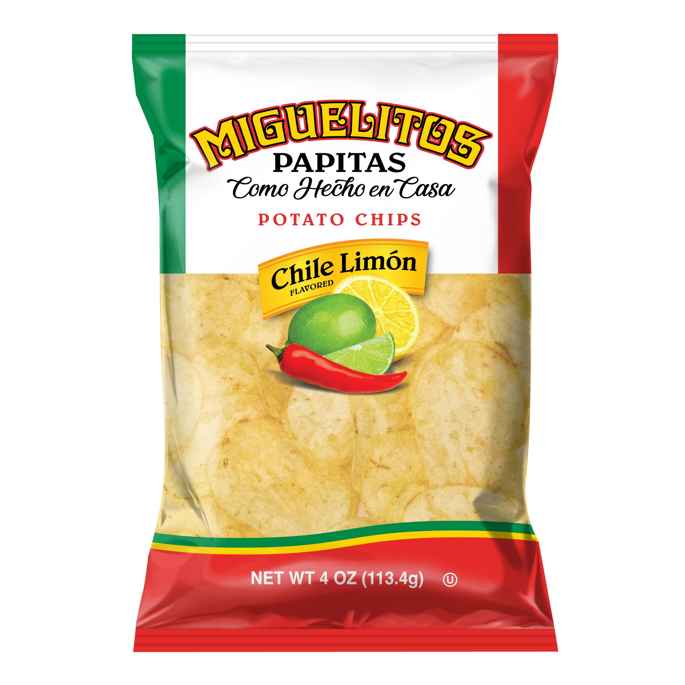 (4 pack) Miguelitos Chile Limon Potato Chips, Gluten-Free, 4 oz Bag