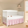 thumbnail image 2 of Ruffled Crib Skirt with Pompoms:Crib Bed Skirt with 14" Drop,Mini Crib Bedding Toddler Skirt,Baby Crib Accessories for Baby Boys Girls,28" X 52" (Pink), 2 of 7
