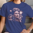 thumbnail image 3 of Smartprints Frida Kahlo Floral Portrait Women's T-Shirt Purple, Cotton, S, 3 of 4