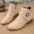thumbnail image 6 of Khaki Women'S Short Boots Casual Style Pointed Toe Side Zipper Thick Heel Low Heel For Daily Wear, 6 of 9
