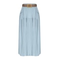 thumbnail image 5 of Maxi Linen Skirts for Women Summer Elastic High Waisted A Line Ruffle Boho Flowy Belted Long Skirt Beach Vacation Clothes, 5 of 7