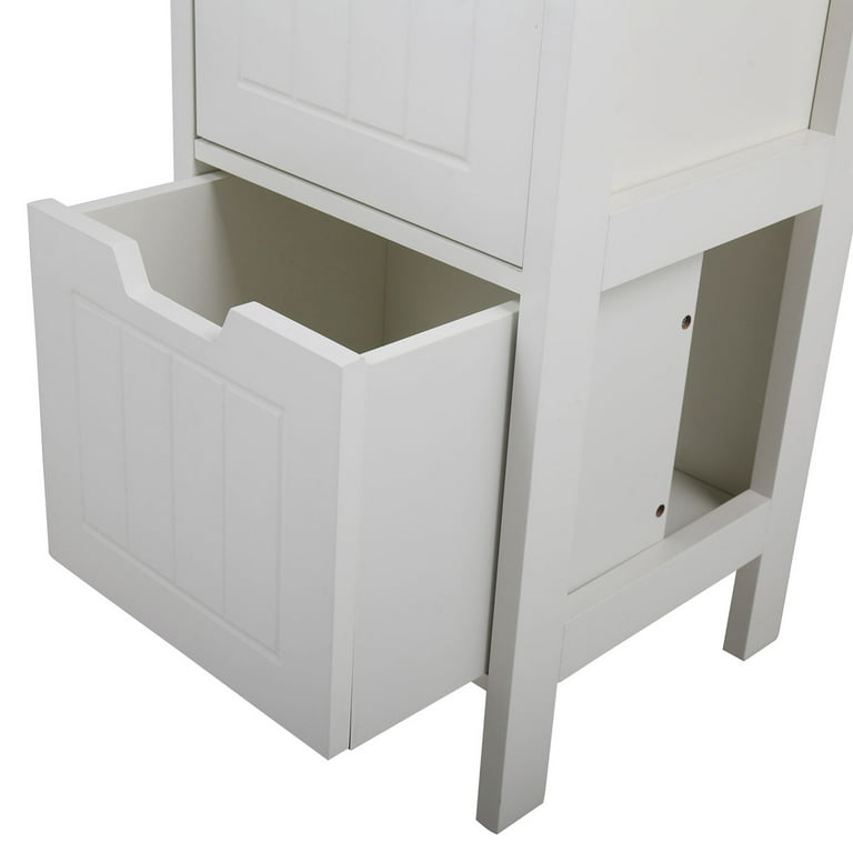 Veryke Bathroom Storage Cabinets, Floor Bathroom Cabinets with Drawer,  Linen Tower, Side Storage Organizer Cabinet with Wheels, White 